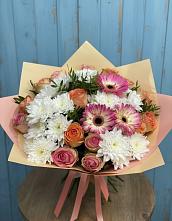 Букет цветов из:  Розы, Герберы и Хризантемы #REPLACE_PRED# Зубовой Поляне