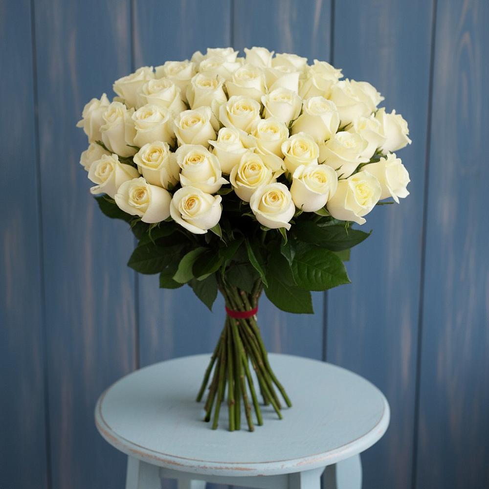 Букет 51 Белая роза Эдлесс Лав в Зубовой Поляне