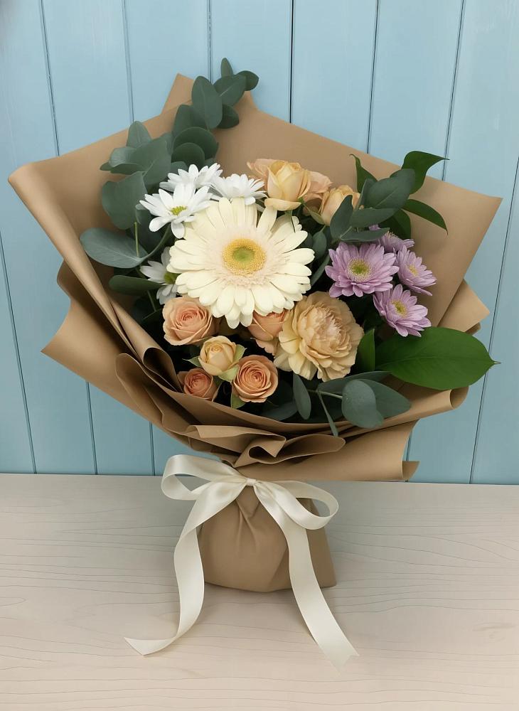 Букет цветов из: Герберы и Хризантемы в Зубовой Поляне