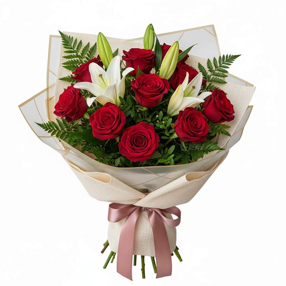 Букет цветов из: Лилии и Розы в Зубовой Поляне