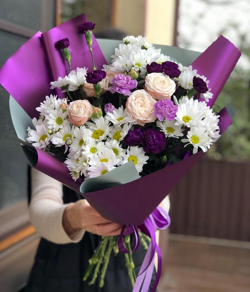 Букет цветов из: Хризантемы, Гвоздики и Розы в Зубовой Поляне