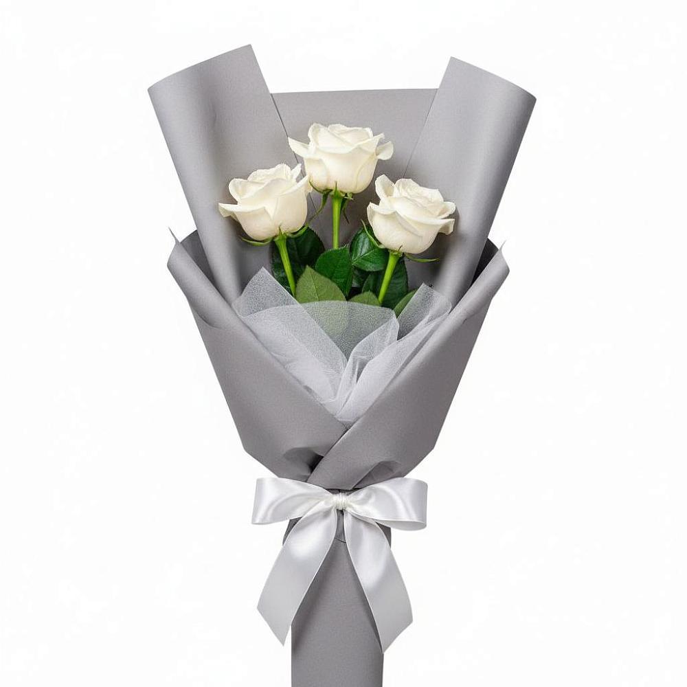 Букет 3 белые розы в Зубовой Поляне