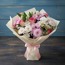 Букет цветов из:  Хризантемы, Альстромерии и Розы в Зубовой Поляне