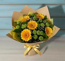 Букет цветов из:  Герберы и Хризантемы #REPLACE_PRED# Зубовой Поляне