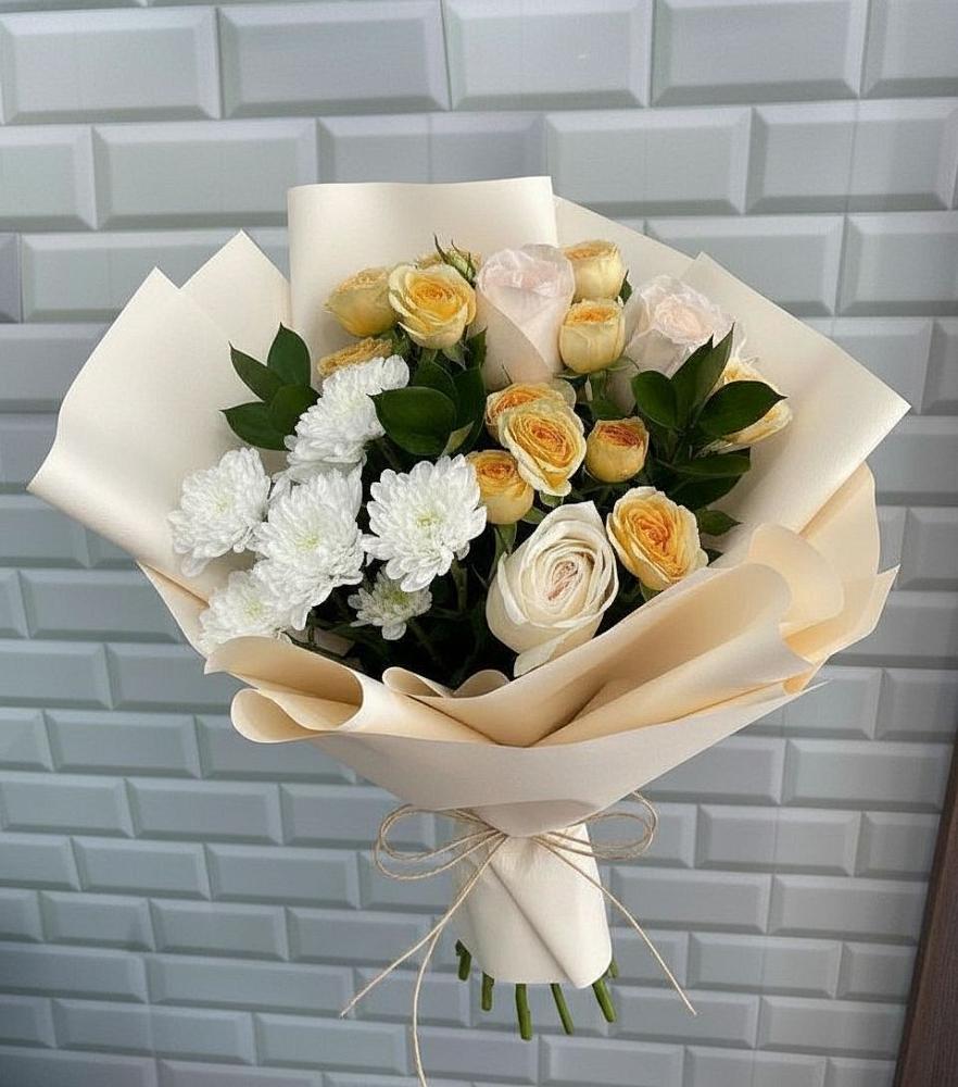 Букет цветов из: Розы и Хризантемы в Зубовой Поляне