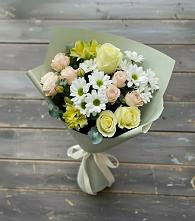 Букет цветов из:  Альстромерии, Розы и Хризантемы в Зубовой Поляне