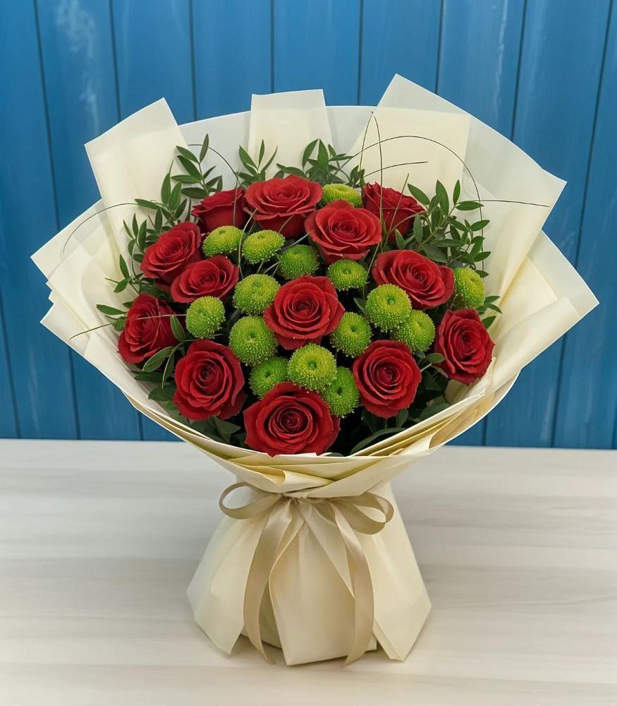 Букет цветов из: Розы и Хризантемы в Зубовой Поляне